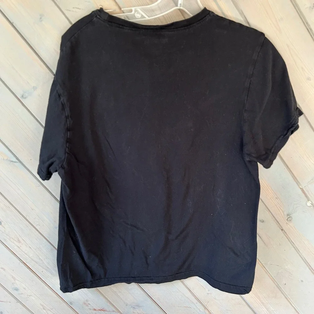 True Religion Mens Black Cotton T-Shirt Gold‎ Horseshoe Logo Size Medium